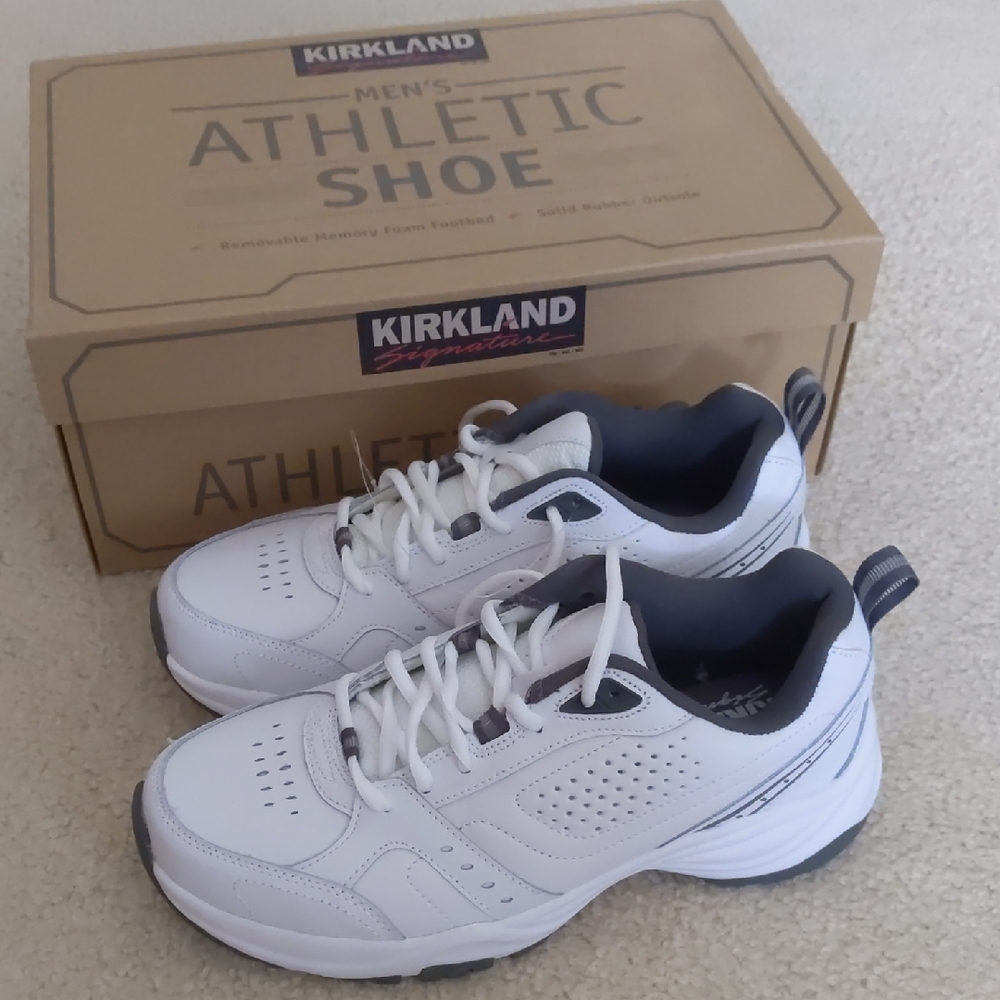 Brand New Kirkland Signature Men's White and Gray Athletic Shoes